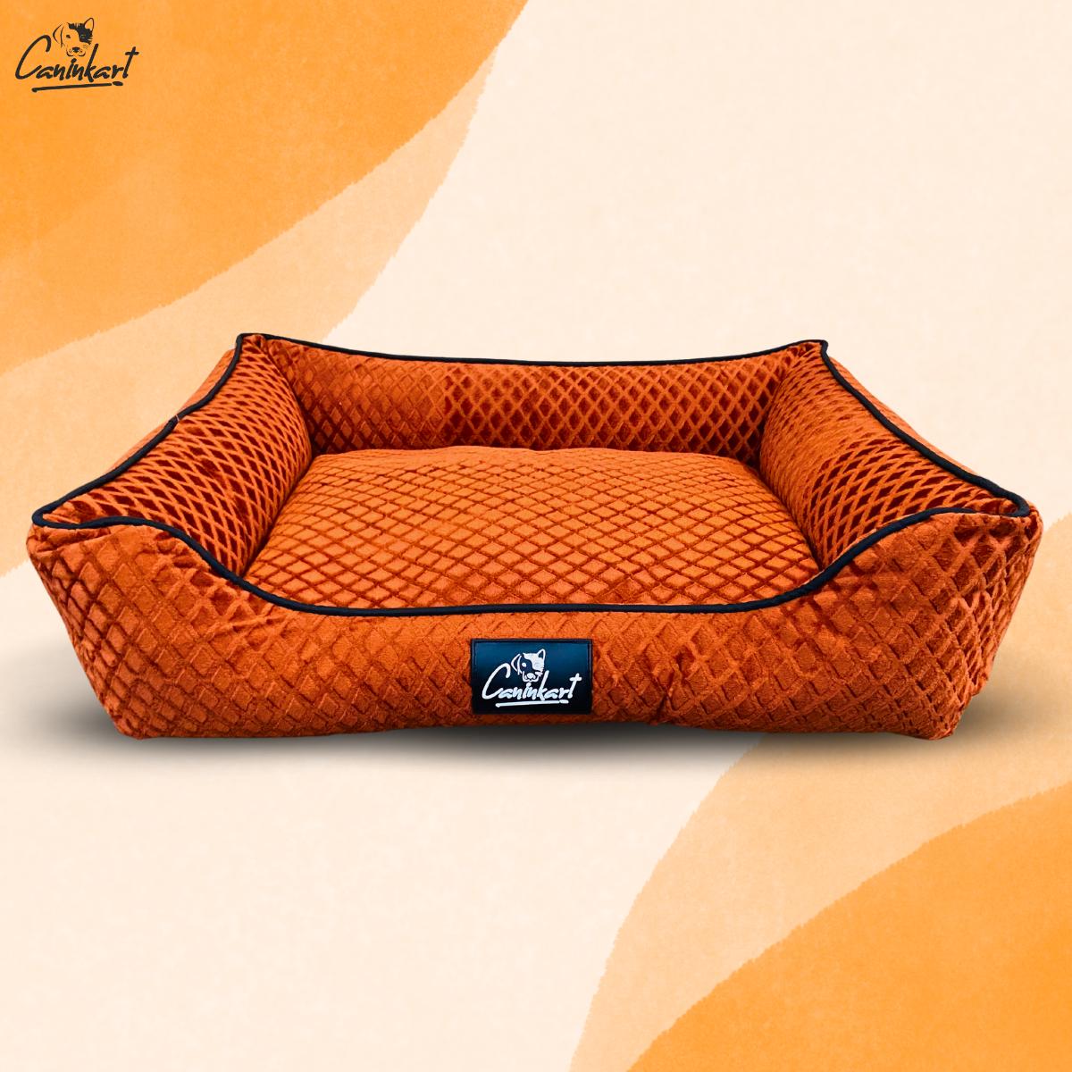 Caninkart Premium Pattern Lounger Bed For Dogs - Brown