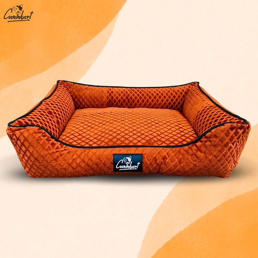 Caninkart Premium Pattern Lounger Bed For Dogs - Brown