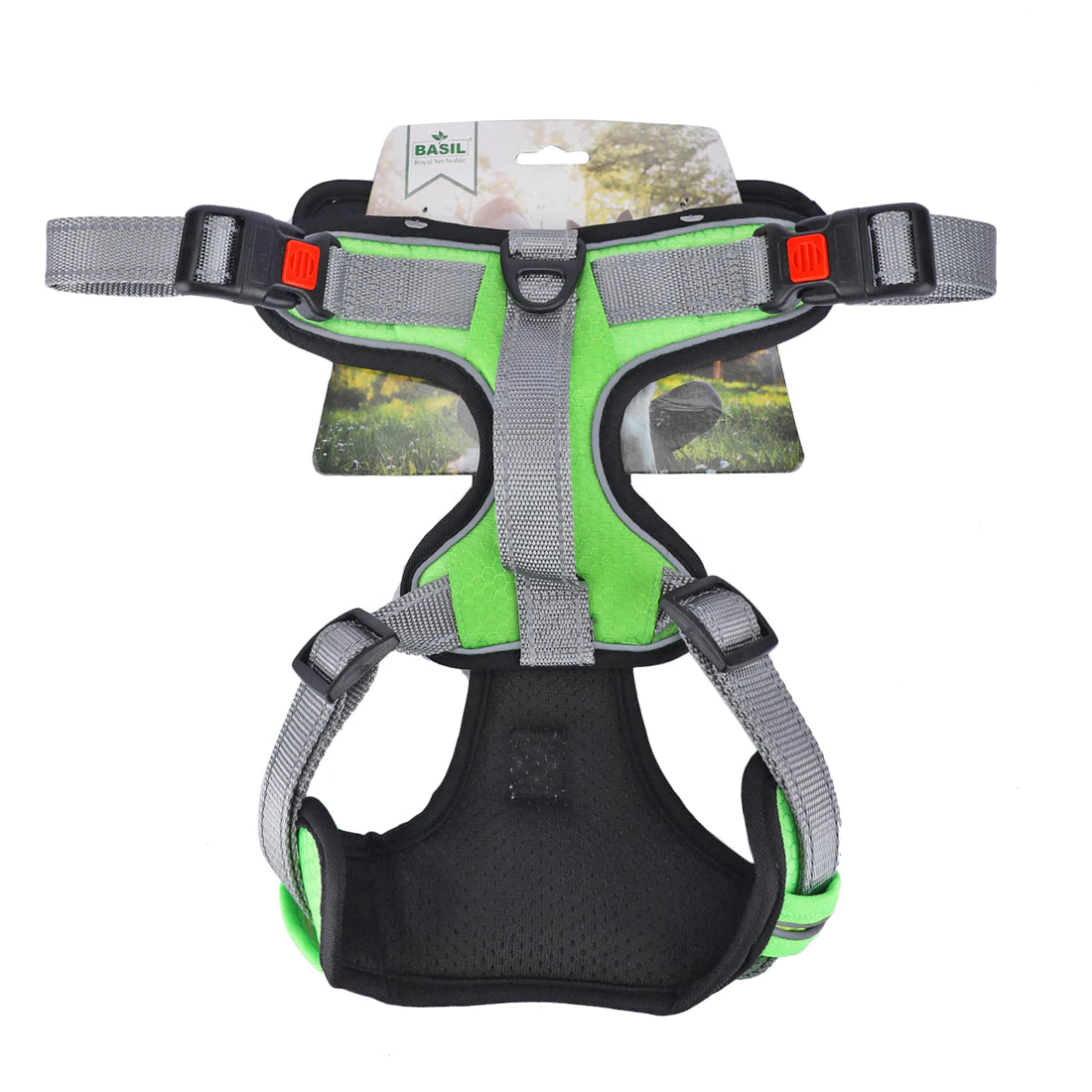 Basil No-Pull Vest Reflective Handle Harness - Green