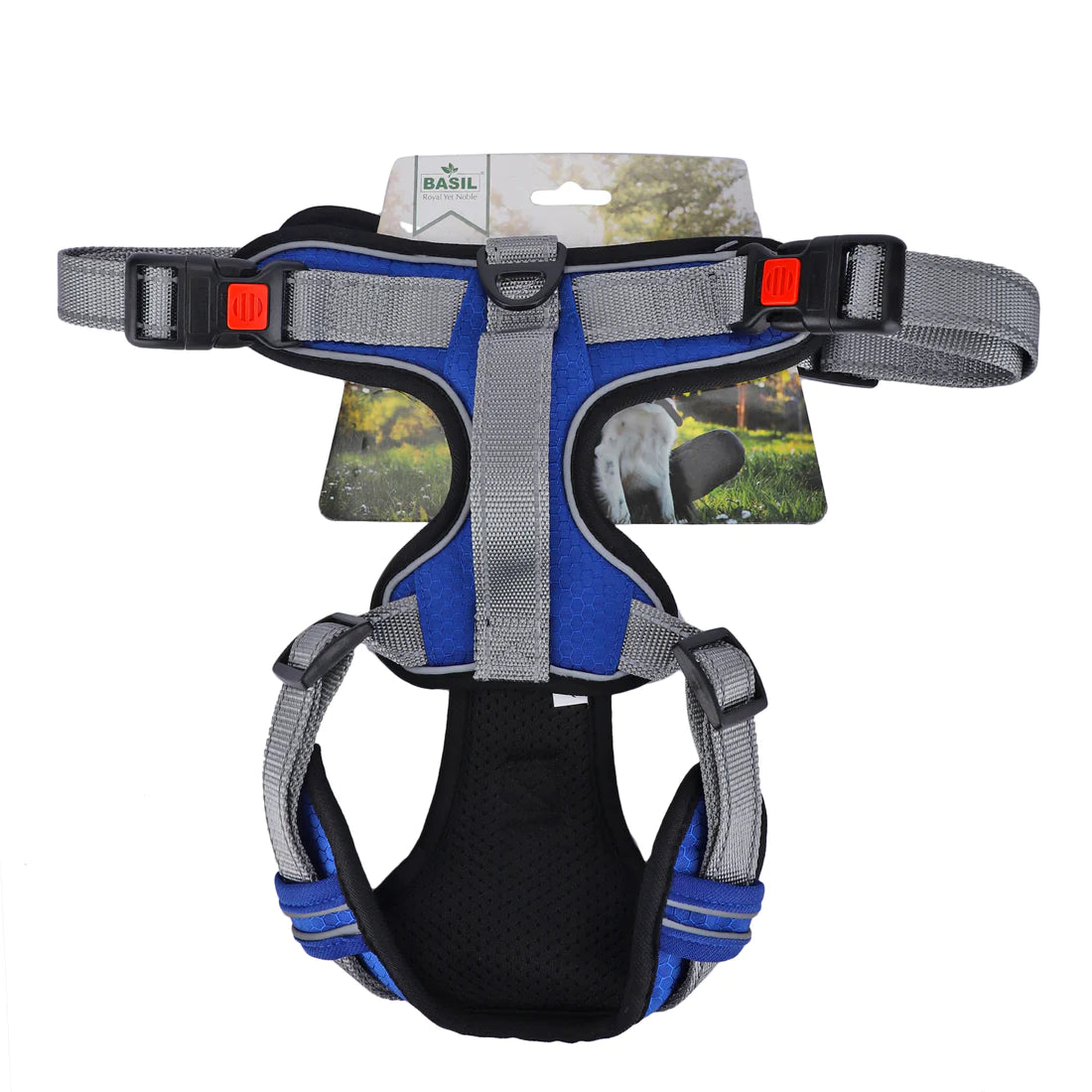 Basil Dog Handle Harness No-Pull Adjustable Vest Harness Blue