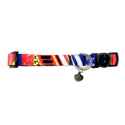 Tails Nation Digital Printed Red & Blue Adjustable Collar For Your Cat