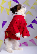 15 Furries Electric Red Mirrorwork Dog Kurta