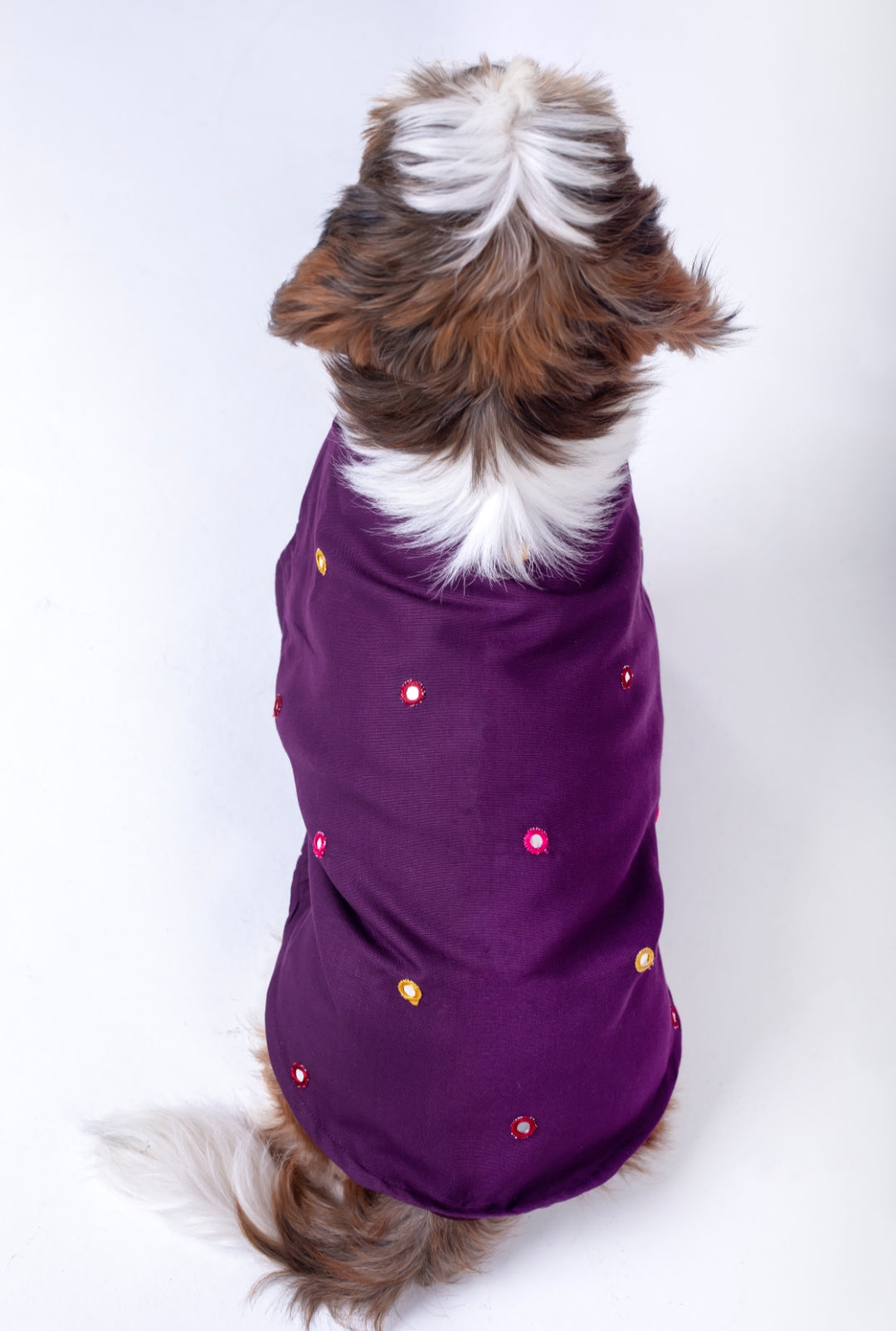 15 Furries Purple Wine Mirrorwork Dog Kurta
