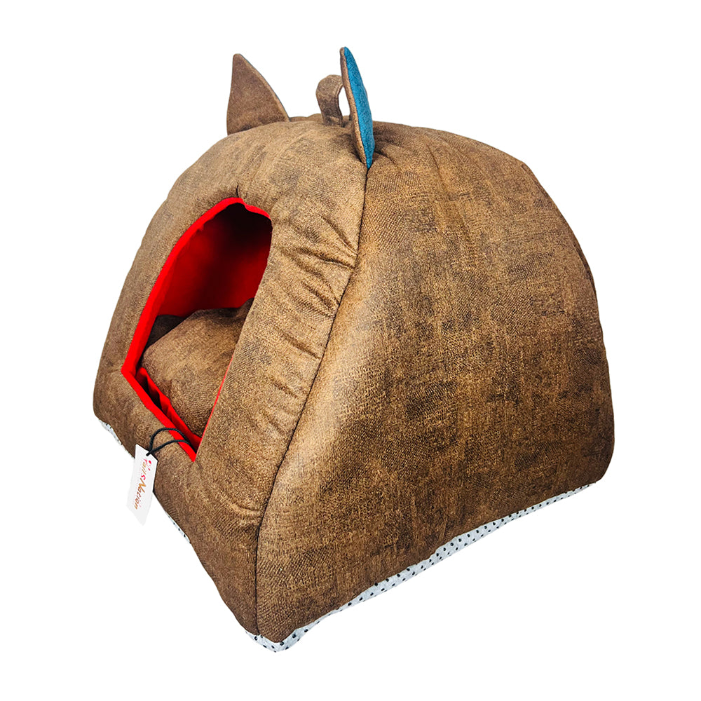 Tails Nation Cat House Brown & Red 40cmx43cm