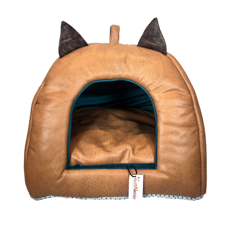 Tails Nation Cat House Brown & Green 40cmx43cm