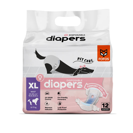 FOFOS Diaper Female Dog XL 12pcs (Waist Size 43-65cm)