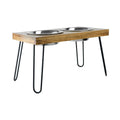 Pawpourri Elevated Acacia Wooden Double Diner For Dog I Size  8.3 (D), 22" (L) x 12" (W) x 12.2" (H)