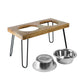 Pawpourri Elevated Acacia Wooden Double Diner For Dog I Size  8.3 (D), 22" (L) x 12" (W) x 12.2" (H)
