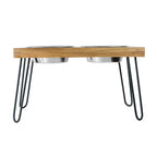 Pawpourri Elevated Acacia Wooden Double Diner For Dog I Size  8.3 (D), 22" (L) x 12" (W) x 12.2" (H)