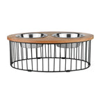 Pawpourri Elevated Oval Cage Diner For Dog I Size 8.3 (D), 20.2" (L) x 12.8" (W) x 6.8" (H) I  Bowls Size: (1520 ML Each)