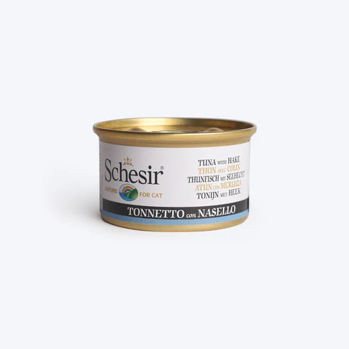 Schesir Nature Tuna Whole Meat with Hake in Jelly Adult Cat Wet Food 85g