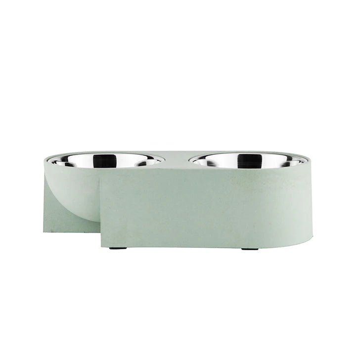 Pawpourri Sustainable Dual Diner I Mint Green I  Size Diner: 13.8" (L) x 6.5" (W) x 4" (H) I Bowls: 6.1" (D) x 2.6" (H), 720 ML Each