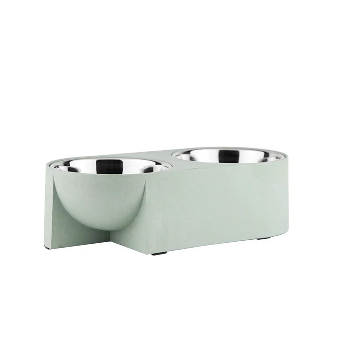 Pawpourri Sustainable Dual Diner I Mint Green I  Size Diner: 13.8" (L) x 6.5" (W) x 4" (H) I Bowls: 6.1" (D) x 2.6" (H), 720 ML Each