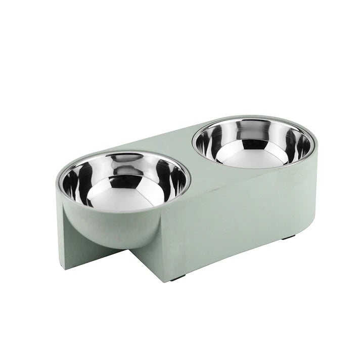 Pawpourri Sustainable Dual Diner I Mint Green I  Size Diner: 13.8" (L) x 6.5" (W) x 4" (H) I Bowls: 6.1" (D) x 2.6" (H), 720 ML Each