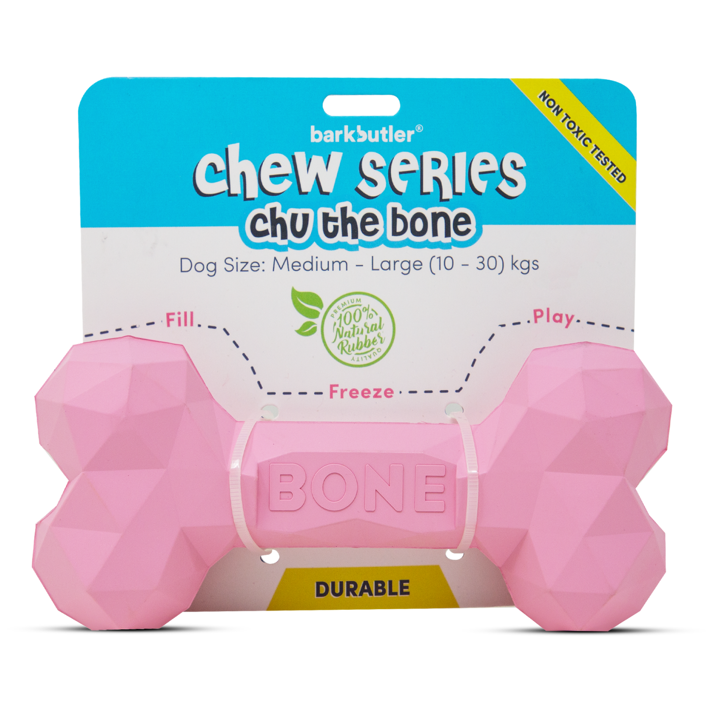 FOFOS Barkbutler Chu the bone Pink Toy For Dogs Large 15 x 7 x 4.5 cm