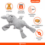 FOFOS Fluffy Rabbit Grey Dog Toy 35 x 23 x 6.5 cm