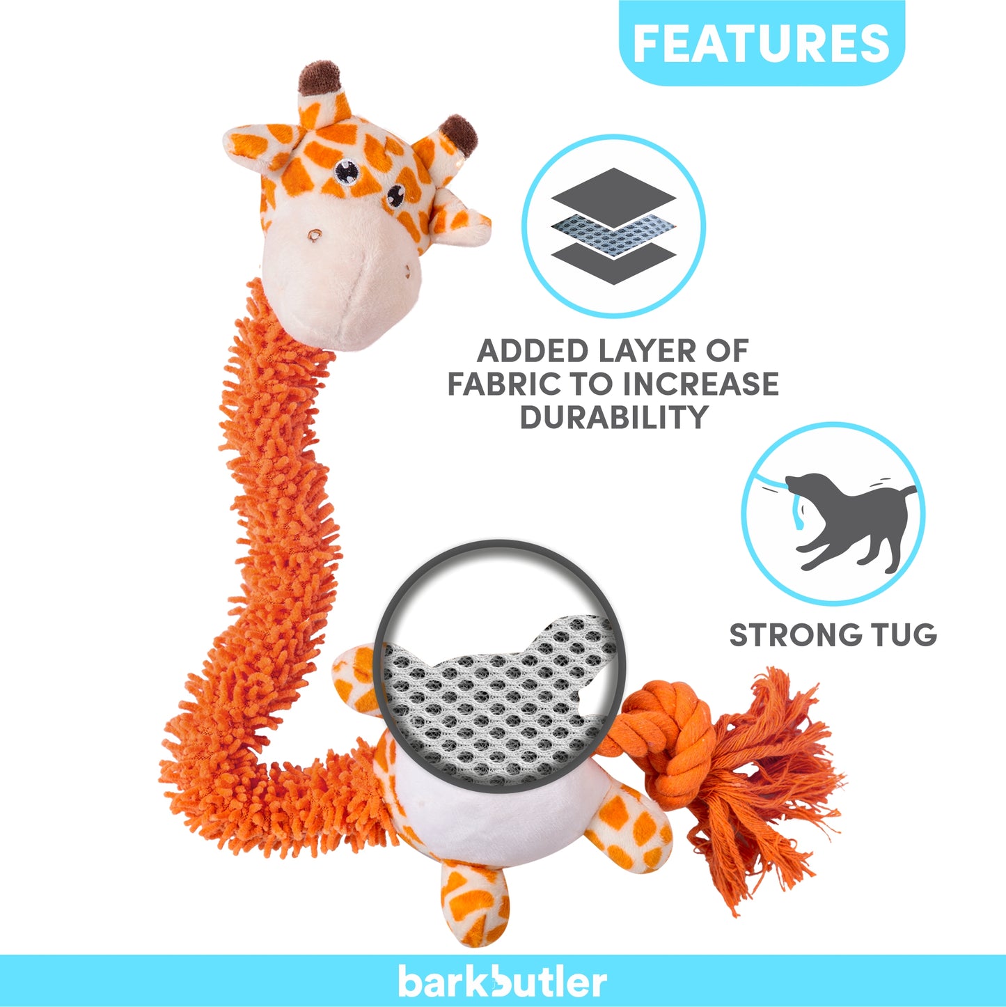 FOFOS Barkbutler Garry The Giraffe Dog Toy