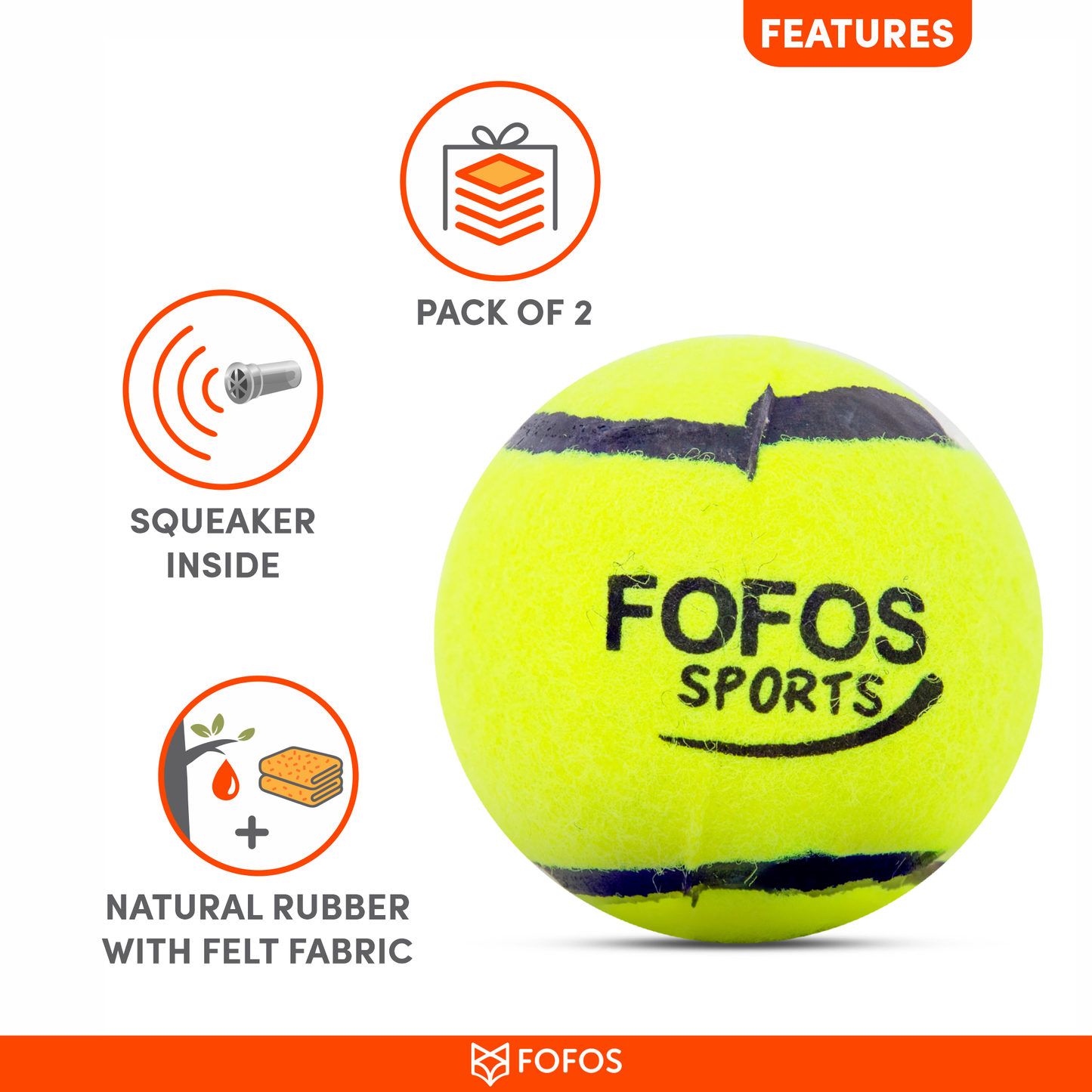 FOFOS Sports Fetch Ball 2pk 6.5 x 6.5 x 6.5 cm