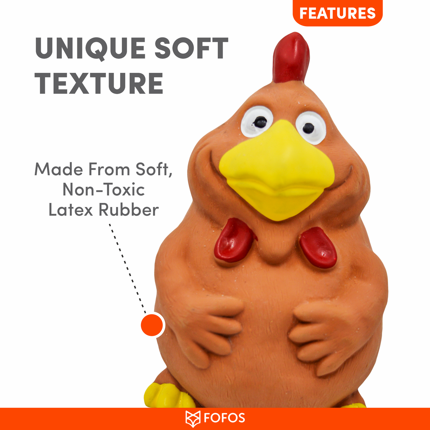 FOFOS Latex Bi Rooster Dog Toy 16 x 9 x 9 cm