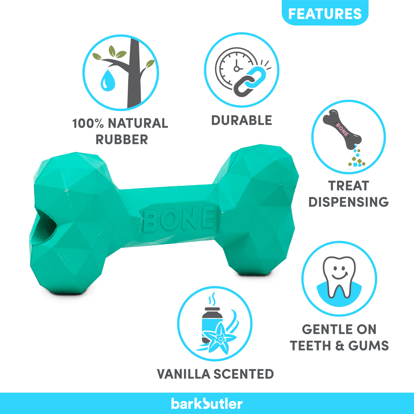 FOFOS Barkbutler Chu the bone Green Toy For Dogs