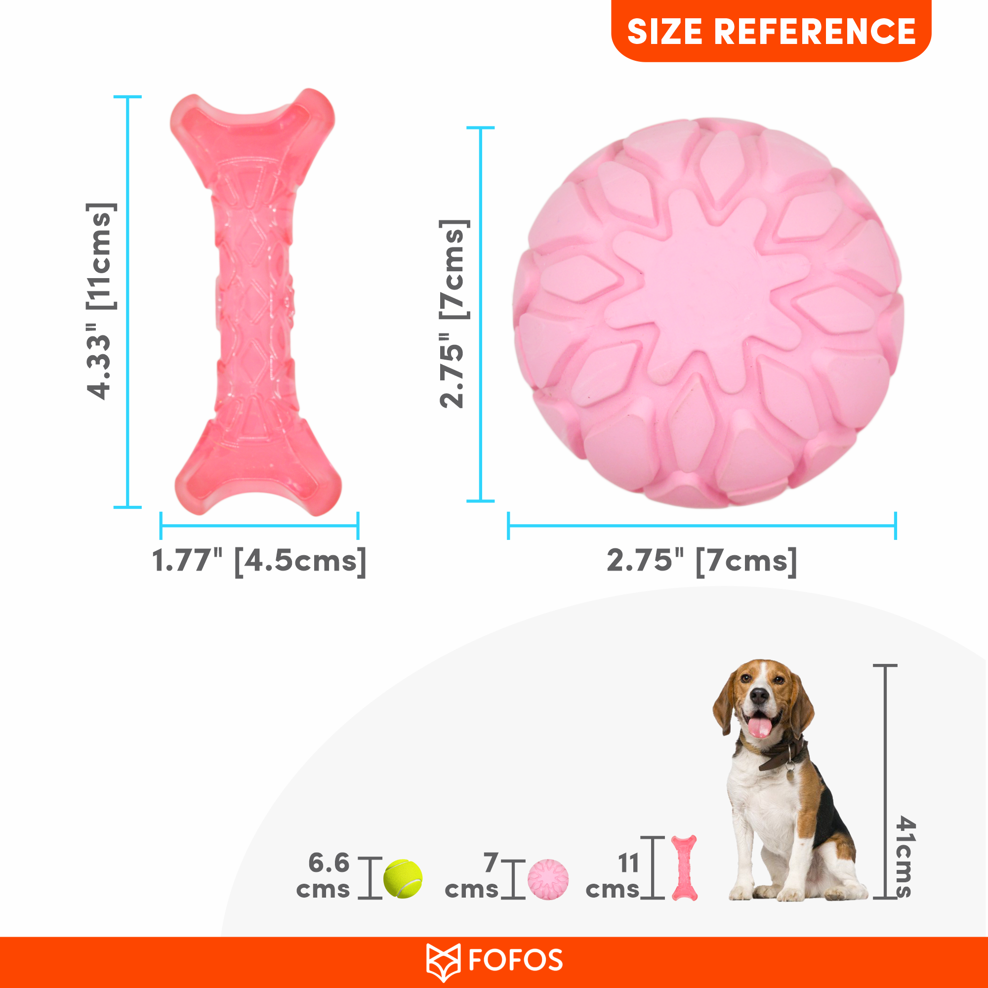 FOFOS Milk Bone & Ball Pink 11 x 4.5 x 2cm & 6.5 Dia