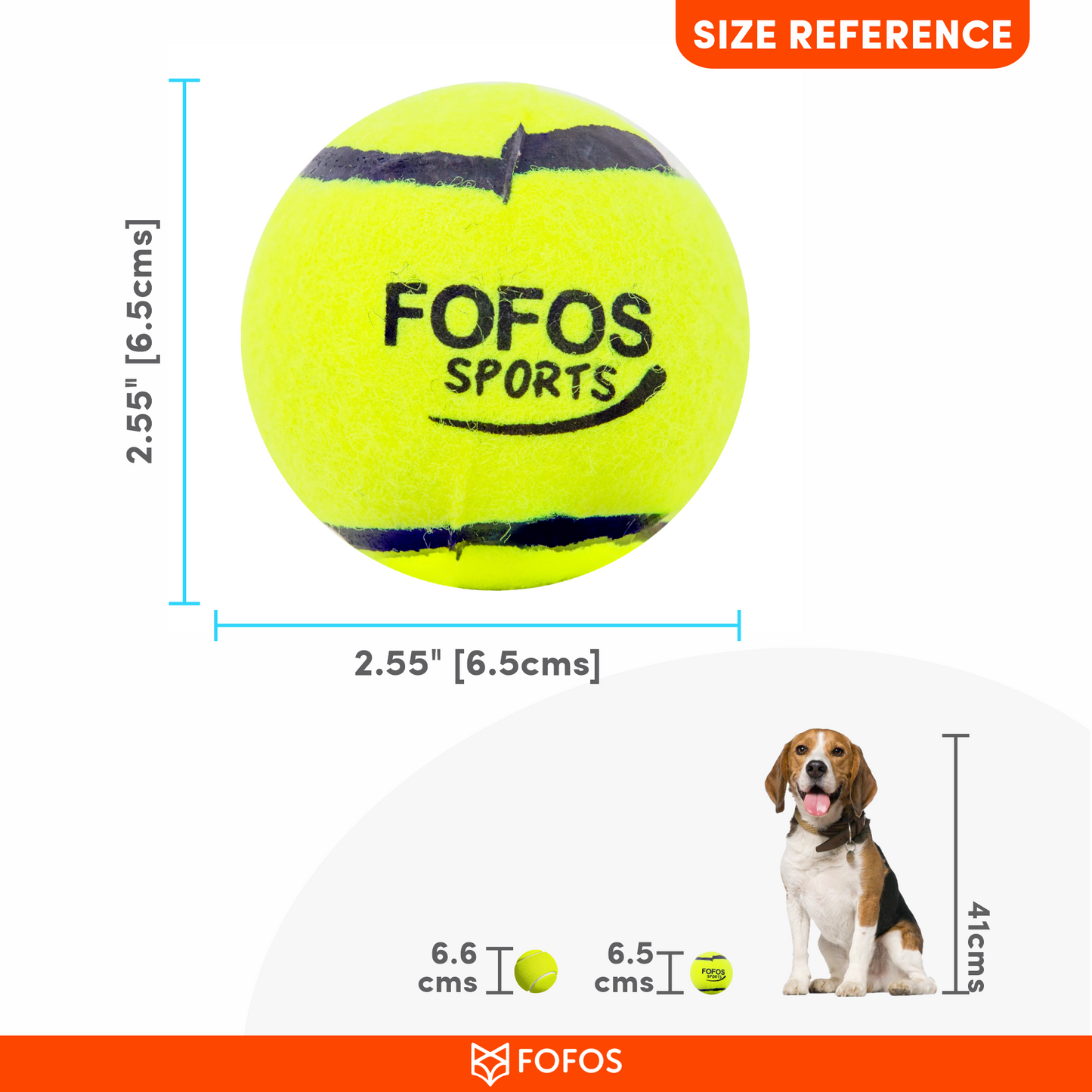 FOFOS Sports Fetch Ball 4pk Dog Toy 6.5 x 6.5 x 6.5 cm