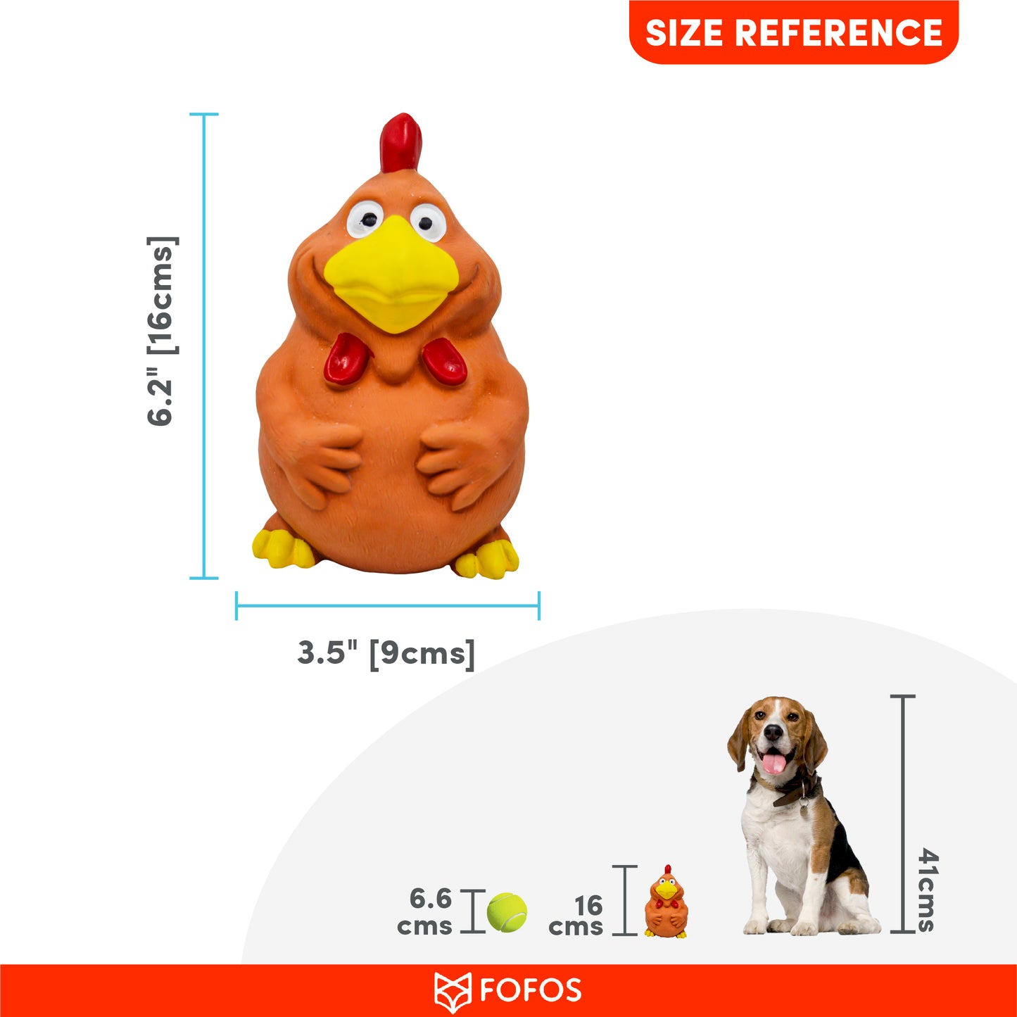 FOFOS Latex Bi Rooster Dog Toy 16 x 9 x 9 cm