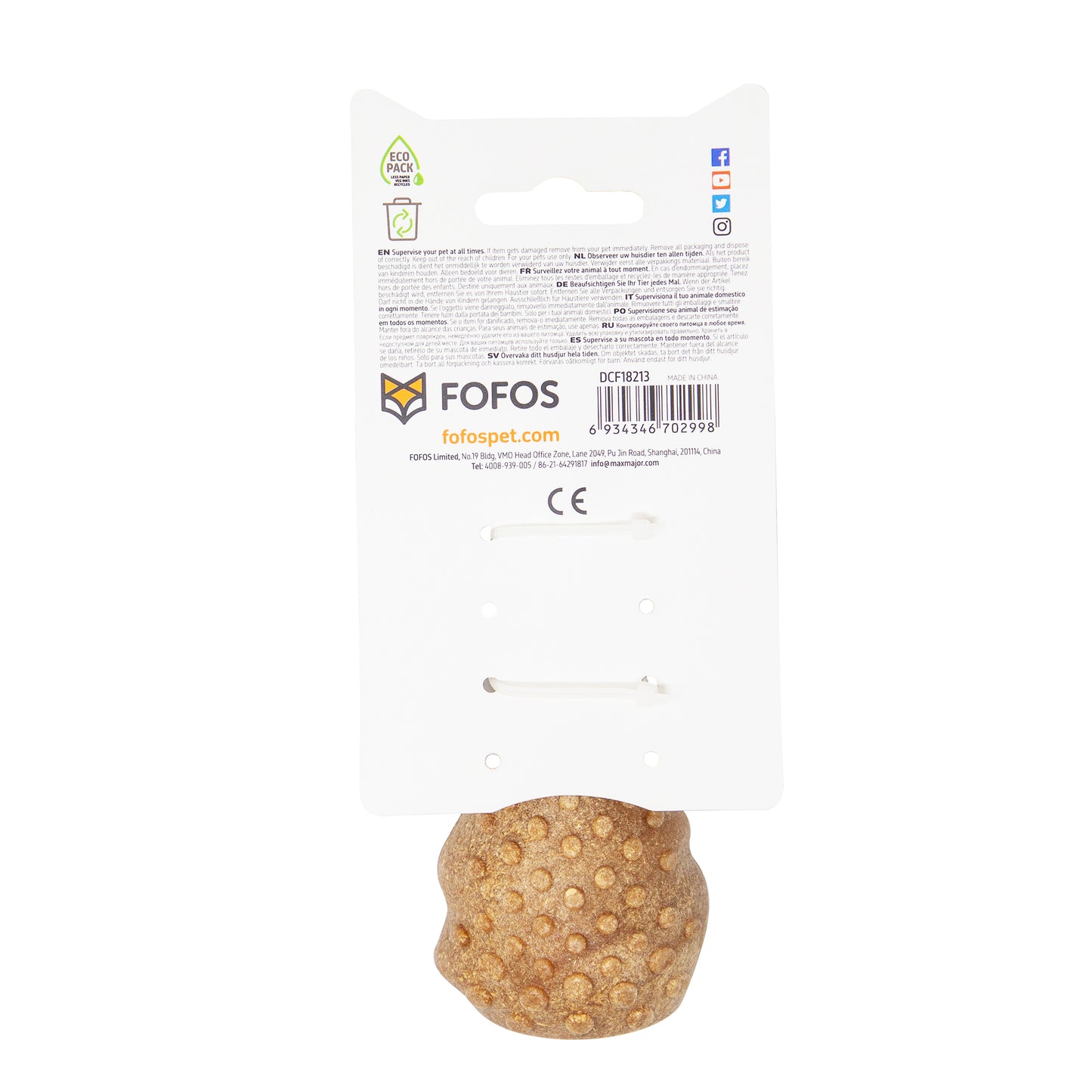 FOFOS Woodplay Bone Dog Toy 12 x 6 x 3 cm