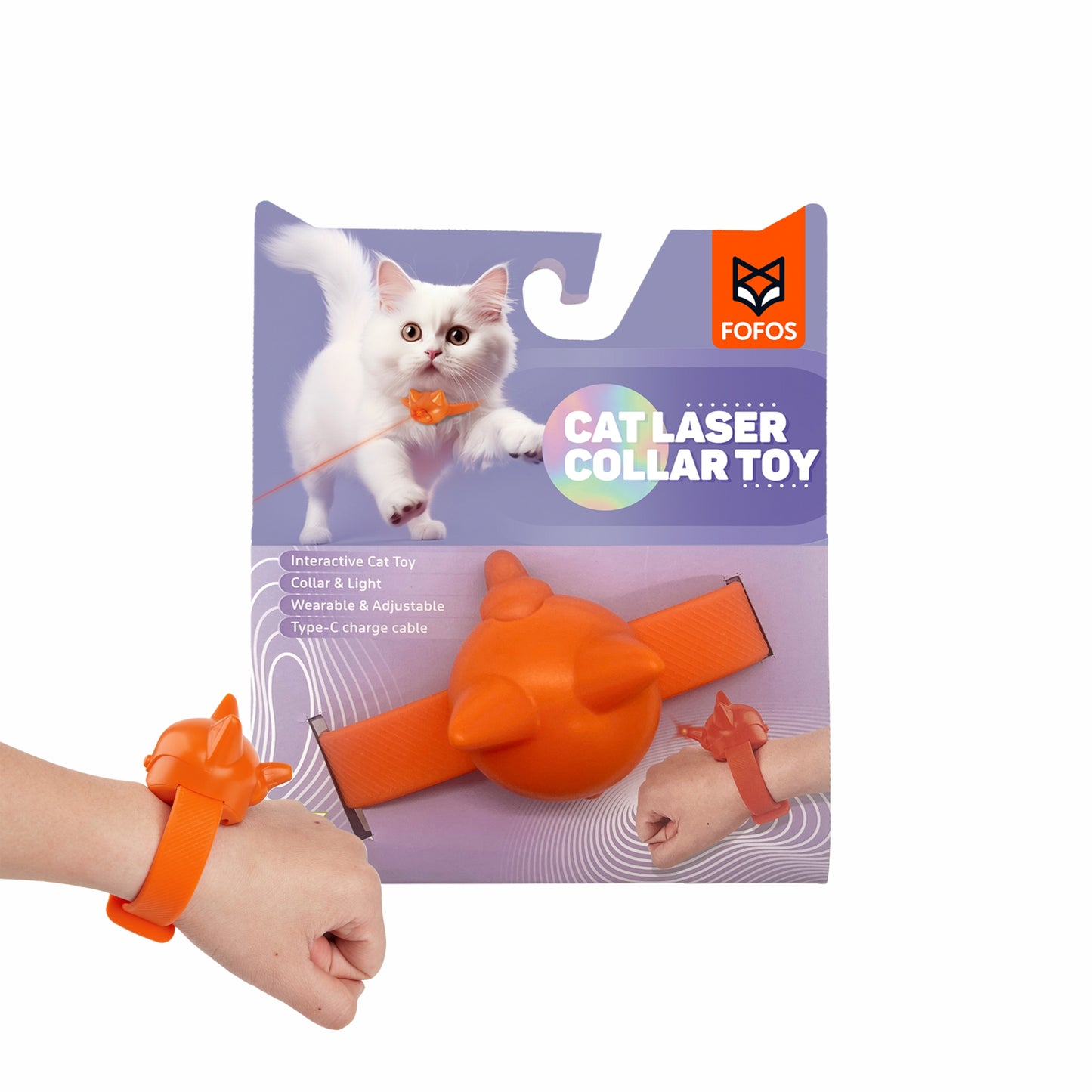 FOFOS Cat Laser Collar Toy Rechargeable 4.5 x 4.4 x 35 cm