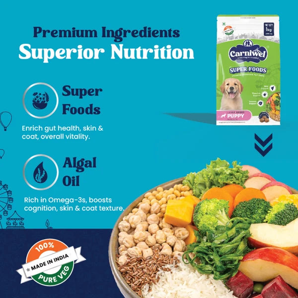 Carniwel Superfoods 100% Vegetarian Puppy Large Breed Dry Dog Food 3kg