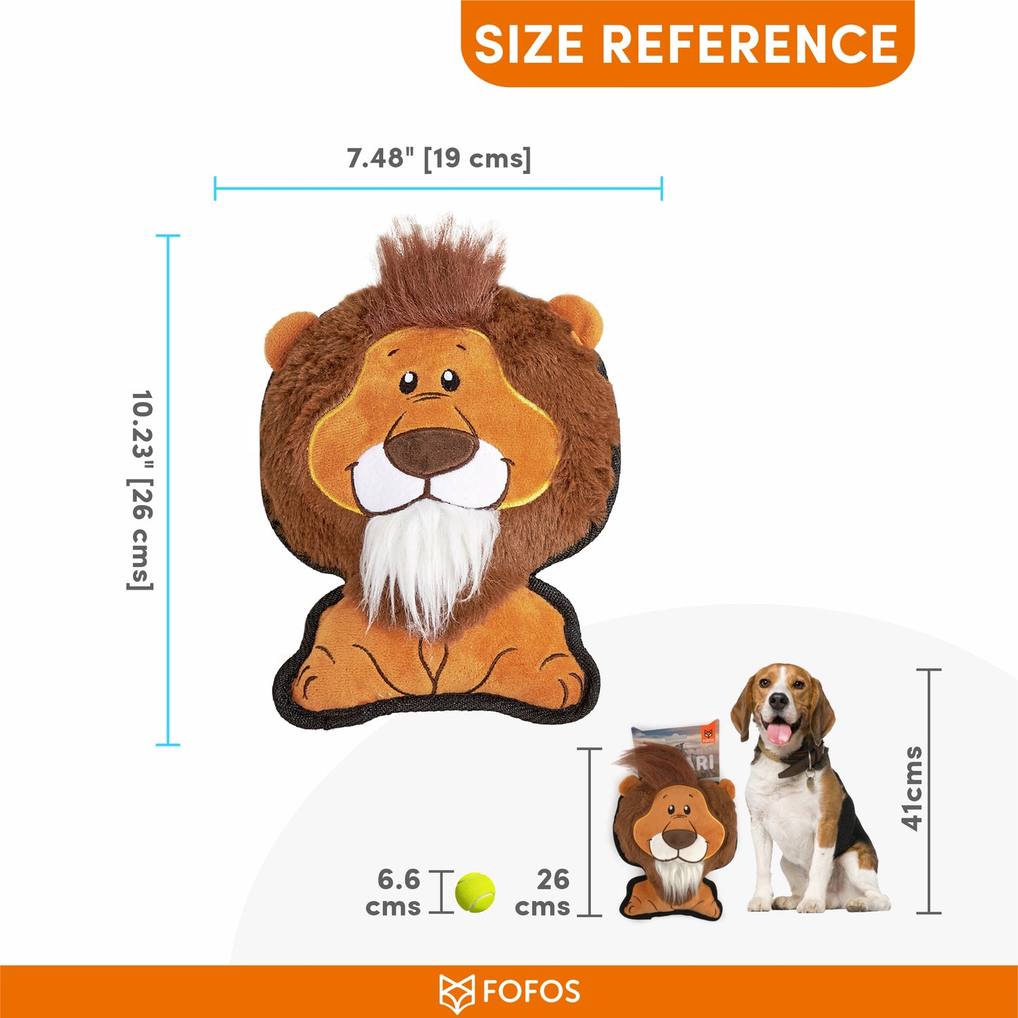 FOFOS Safari Line Lion Dog Toy 26 x 19 x 6cm