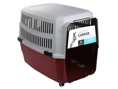 M-Pets Viaggio Carrier (23") IATA Approved For Dogs & Cats Small 58.4x38.7x33cm Holds Up To 11kg Bordeau & Grey