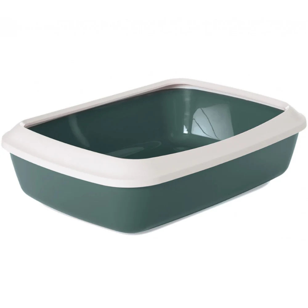 Savic Iriz 50 Cat Litter Tray with Rim | Size: 50.8x35.56x12.7cm | Nordic Green