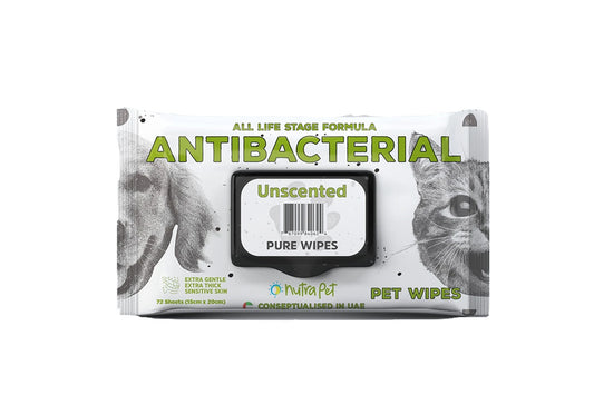 Nutra Pet Unscented Pure Pet Wipes For Dogs & Cats 72 Sheets 15cmx20cm