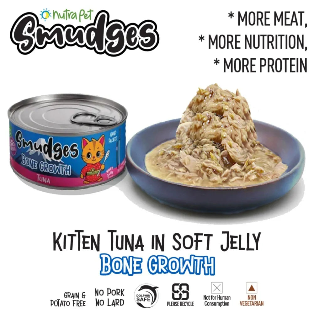 Smudges Bone Growth Tuna in Soft Jelly Kitten Wet Food 60g