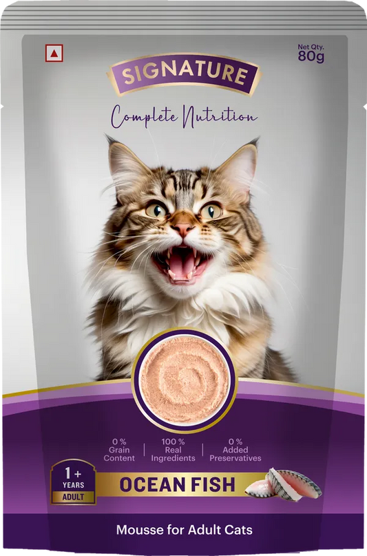 Signature Grain Zero Ocean Fish Mousse Adult Cat Wet Food 80g (5+1) Buy 5 Get 1 Free
