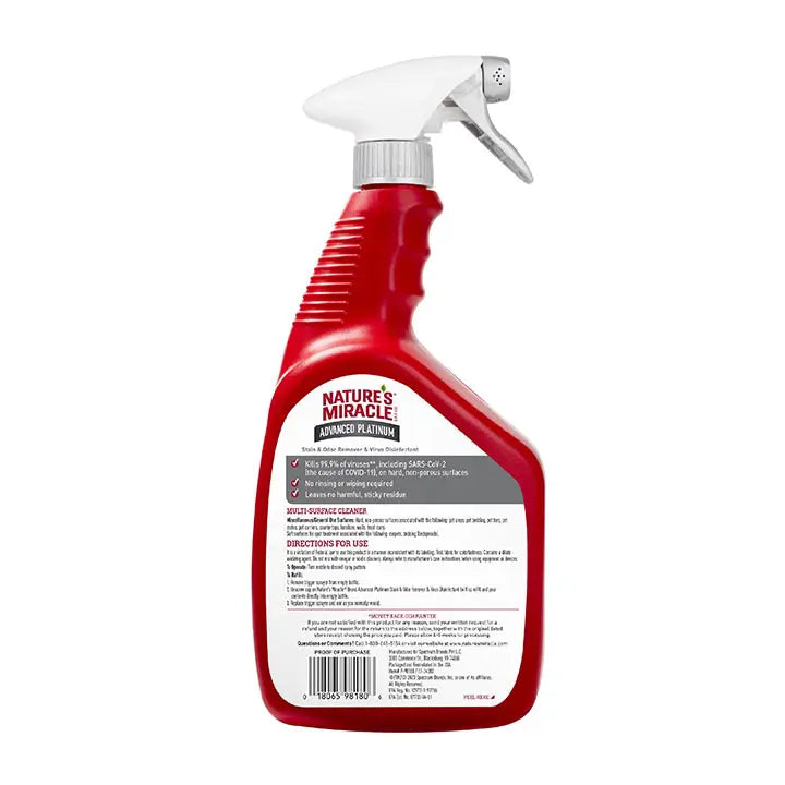 Nature's Miracle Dog Advanced Platinum Stain and Odor Remover & Virus Disinfectant 946ml