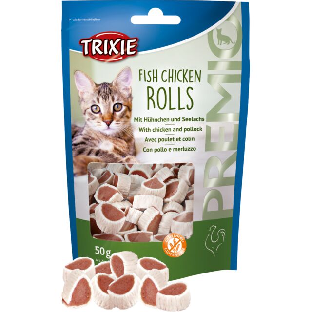 Trixie PREMIO Fish Chicken Rolls Treat For Cat 50g