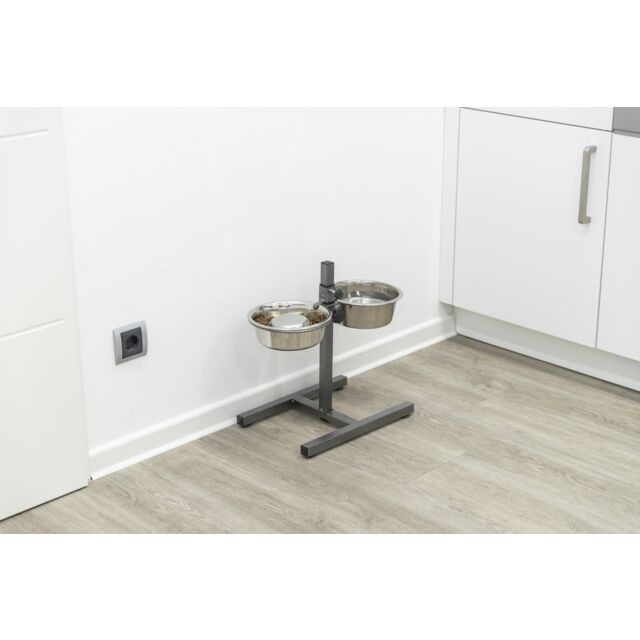 Trixie Dog Bar Metal/Stainless Steel Height Adjustable Elevated Bowl l 50cm/24cm l 2x2.8L
