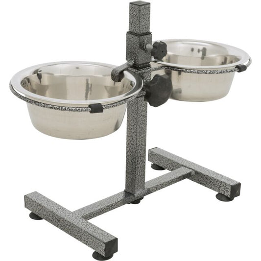 Trixie Dog Bar Metal/Stainless Steel Height Adjustable Elevated Bowl l 50cm/24cm l 2x2.8L