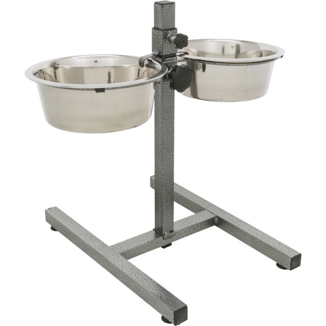 Trixie Dog Bar Metal/Stainless Steel Height Adjustable Elevated Bowl l 50cm/24cm l 2x2.8L