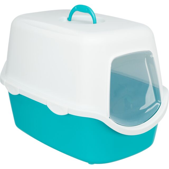 Trixie Vico Cat Litter Tray with Dome | Turquoise White | Size: 40x40x56cm