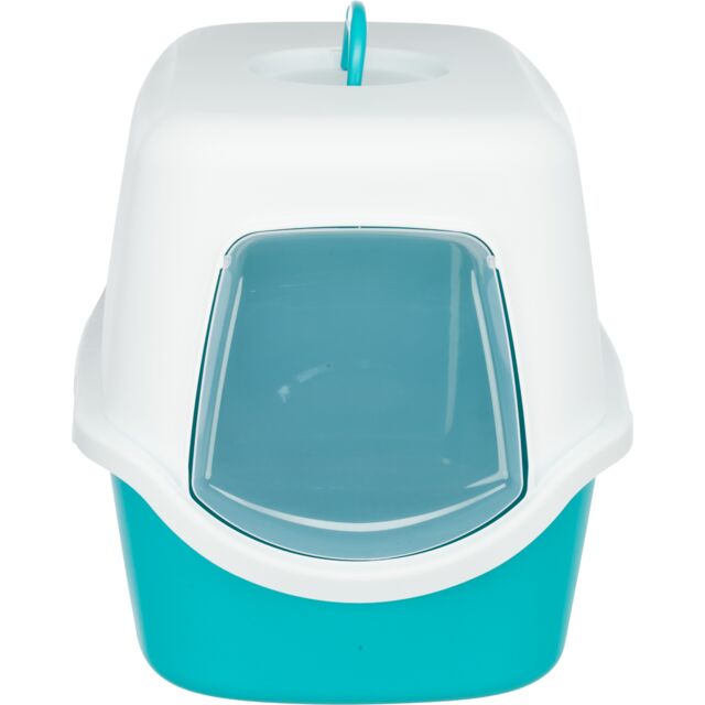 Trixie Vico Cat Litter Tray with Dome | Turquoise White | Size: 40x40x56cm