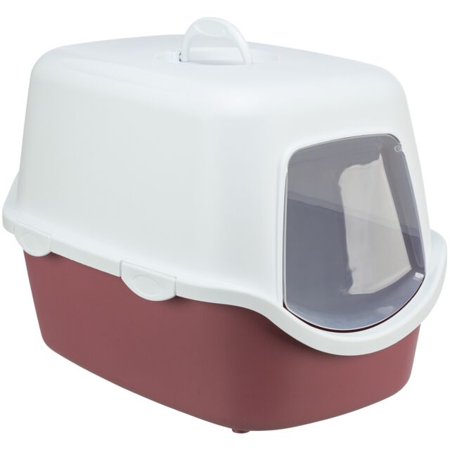 Trixie Vico Cat Litter Tray with Hood | Berry/White | Size: 40x40x56cm