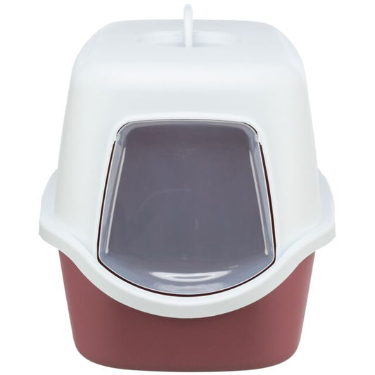 Trixie Vico Cat Litter Tray with Hood | Berry/White | Size: 40x40x56cm