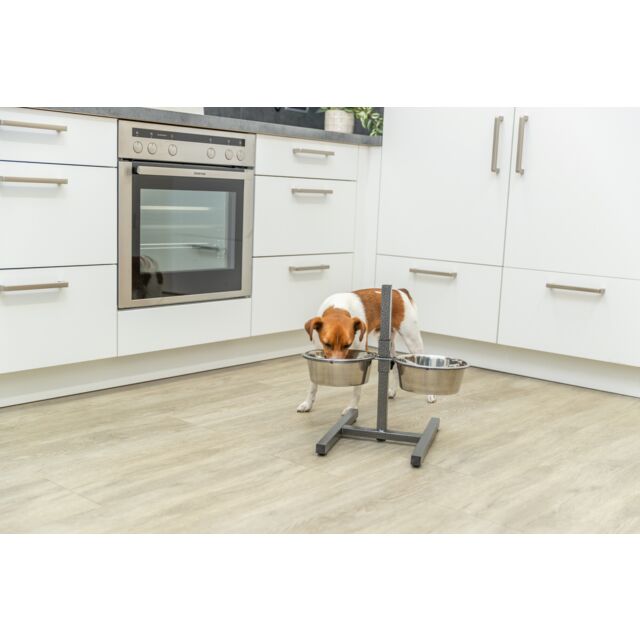 Trixie Dog Bar Metal/Stainless Steel Height Adjustable Elevated Bowl l 50cm/24cm l 2x2.8L