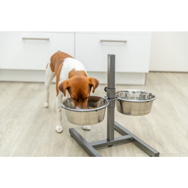 Trixie Dog Bar Metal/Stainless Steel Height Adjustable Elevated Bowl l 50cm/24cm l 2x2.8L