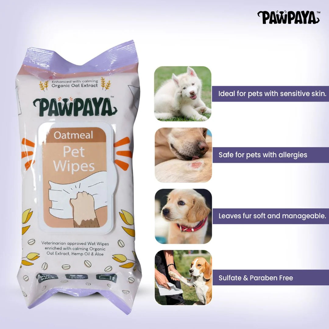 Pawpaya Oatmeal Pet Wipes 100 Pull Pack