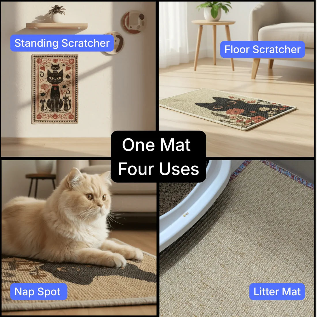 Catscart PawCanvas™ Classic Flower Power Cat Scratcher 40x60cm