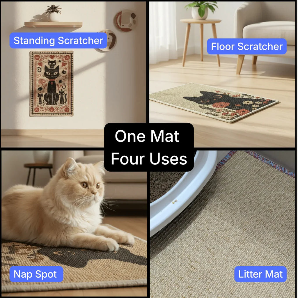Catscart PawCanvas™ Classic Furry Pharaoh Cat Scratcher 40x60cm